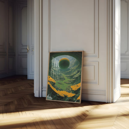 Floating Sphere Surreal Landscape Poster