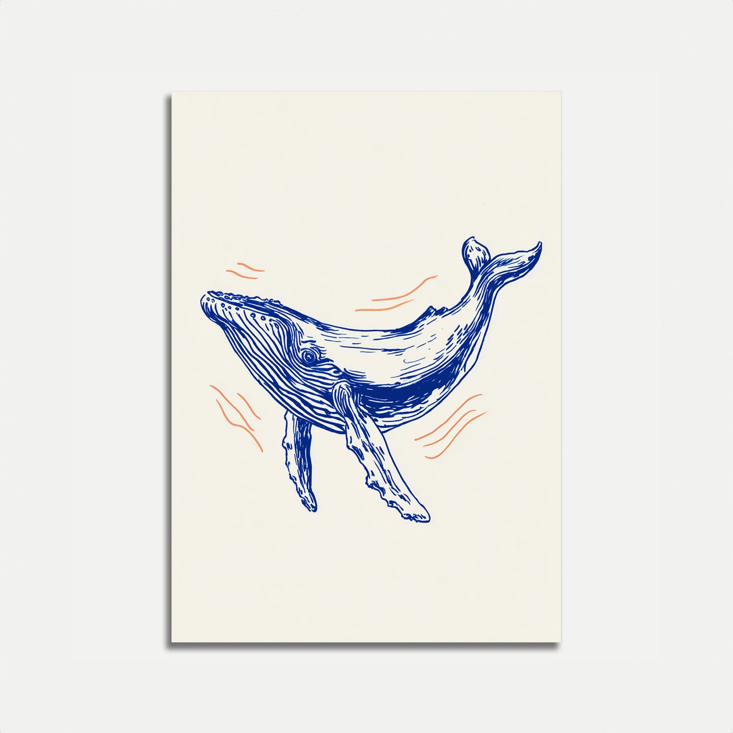Blue Whale Ocean Waves Poster