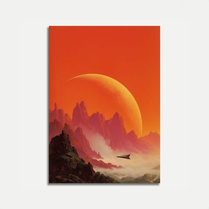 Alien Planet Sunset Spacecraft Plakat