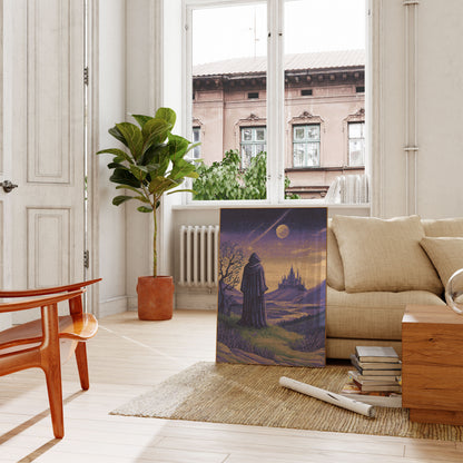 Wizard Gazing at Fantasy Castle Poster