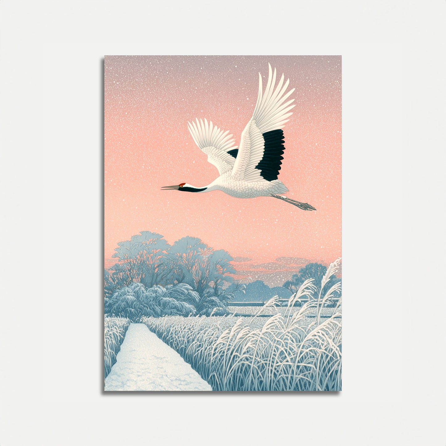 Póster de la Grúa Voladora en Invierno