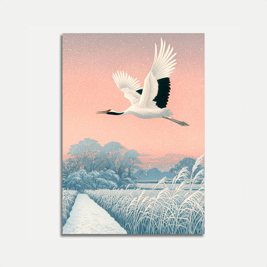 Póster de la Grúa Voladora en Invierno