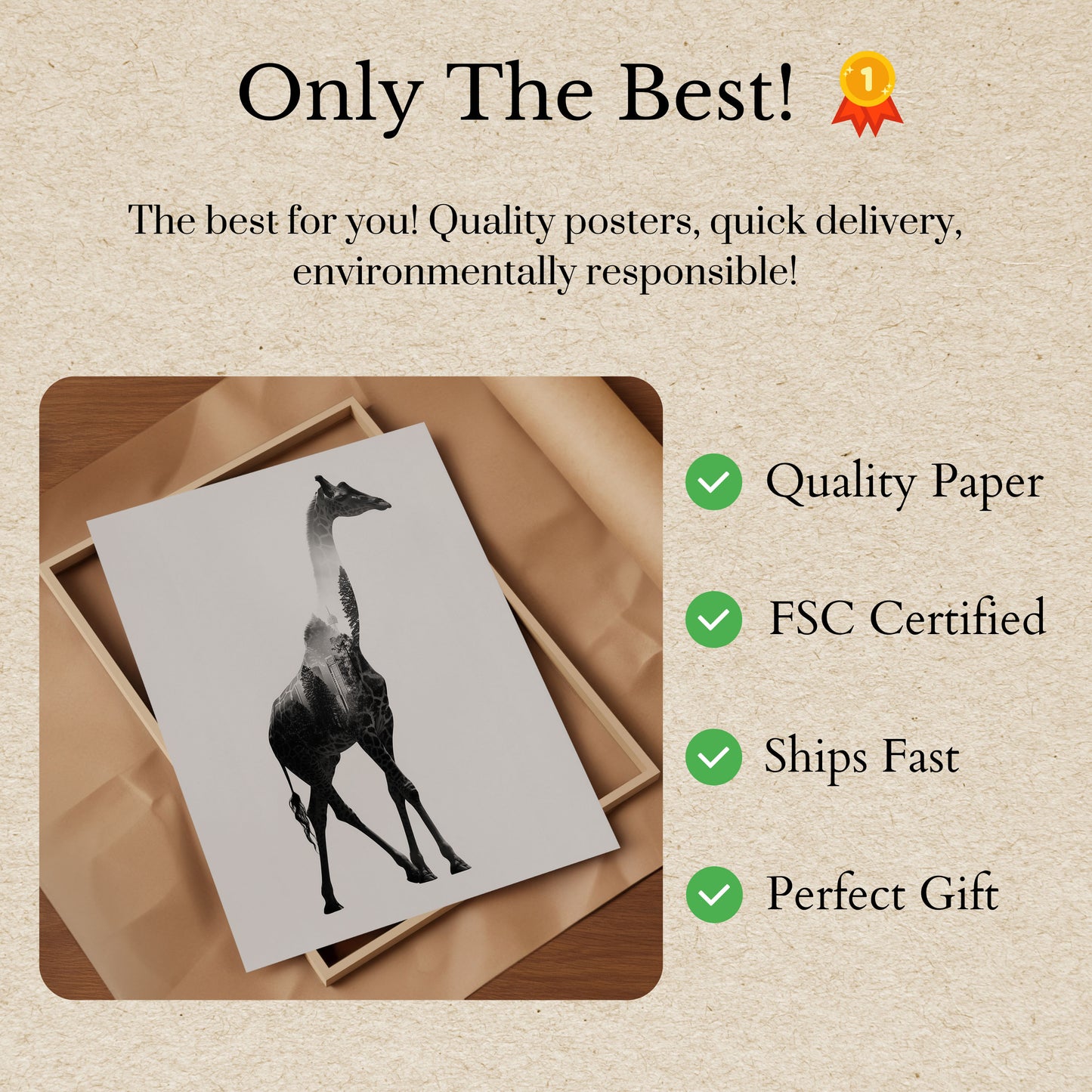 Póster de silueta de jirafa de naturaleza urbana