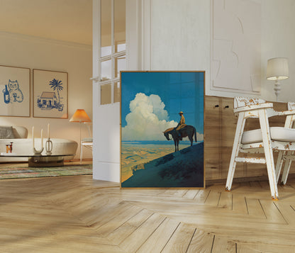 Lone Rider Desert Horizon Poster