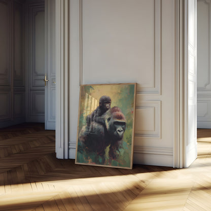 Moder og Barn Gorilla Plakat