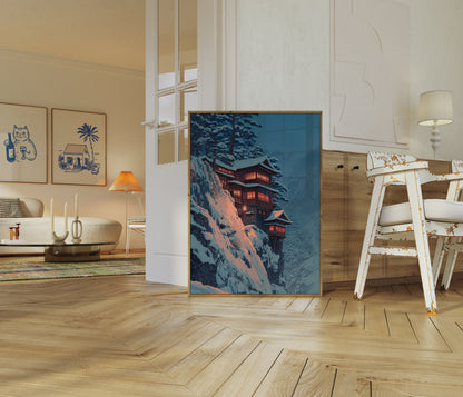 Pôster de Noite de Inverno em Cabana de Montanha