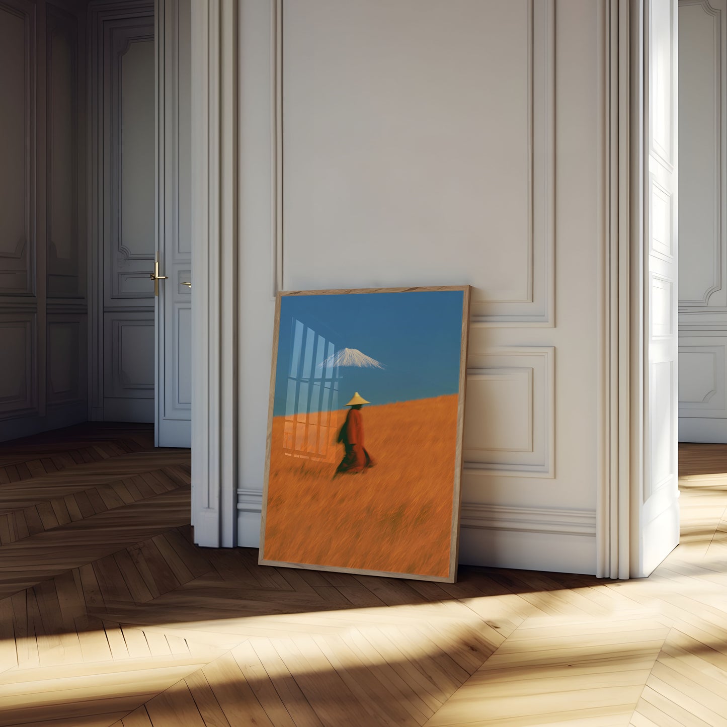 Buddhist Monk in Golden Fields Poster