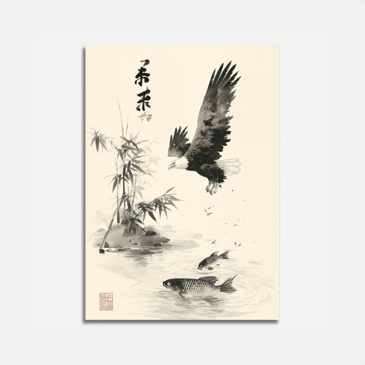 Zwevende Adelaar Boven Bamboe Poster
