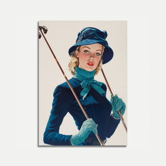 Moda Sciistica Elegante Poster Vintage