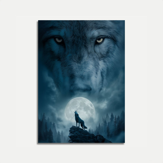 Howling Wolf Moon Night Poster