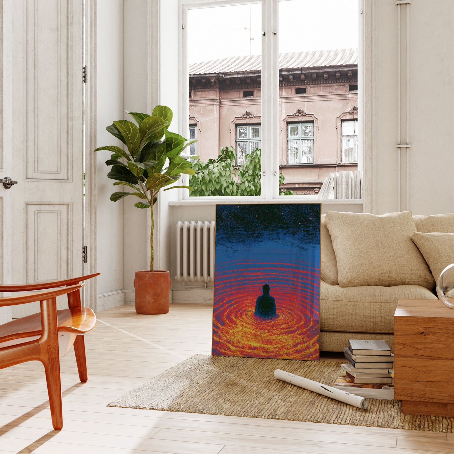 Cosmische Meditatie Silhouet Poster