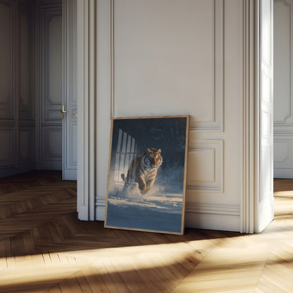 Majestic Tiger Winter Charge Poster
