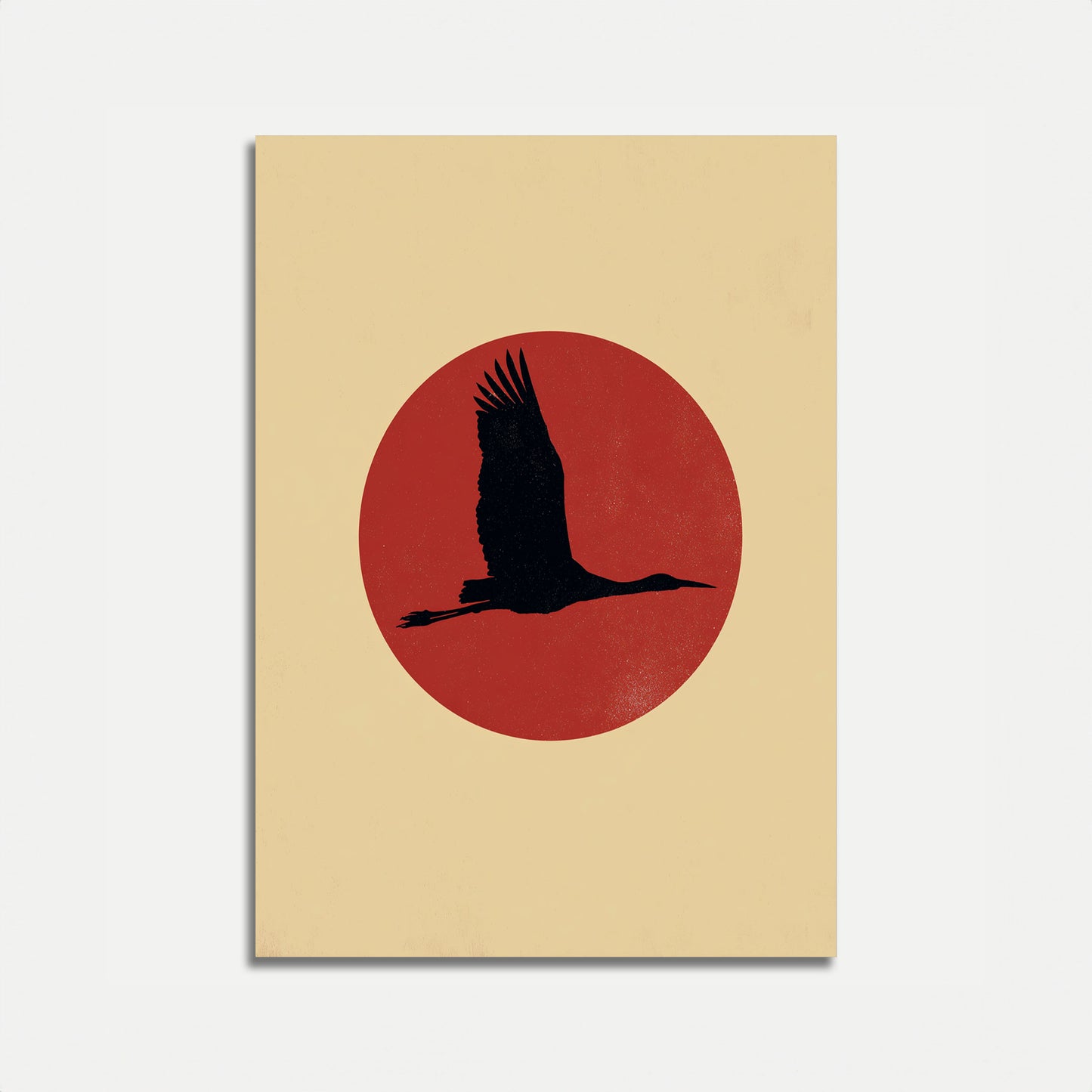 Affiche Grue Volante Soleil Rouge