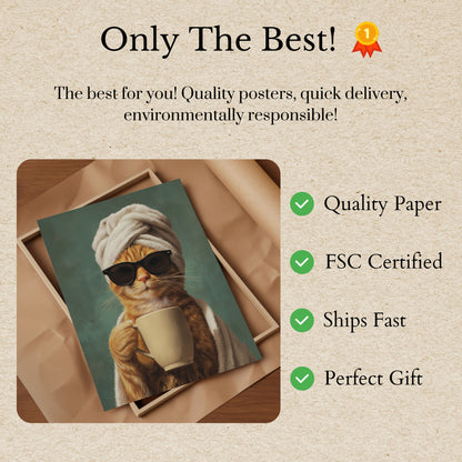 Cool Cat Morning Coffee Poster