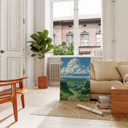 Rolling Valley River Landscape Poster