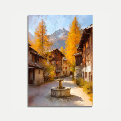 Pôster Aldeia Alpina Montanhas de Outono