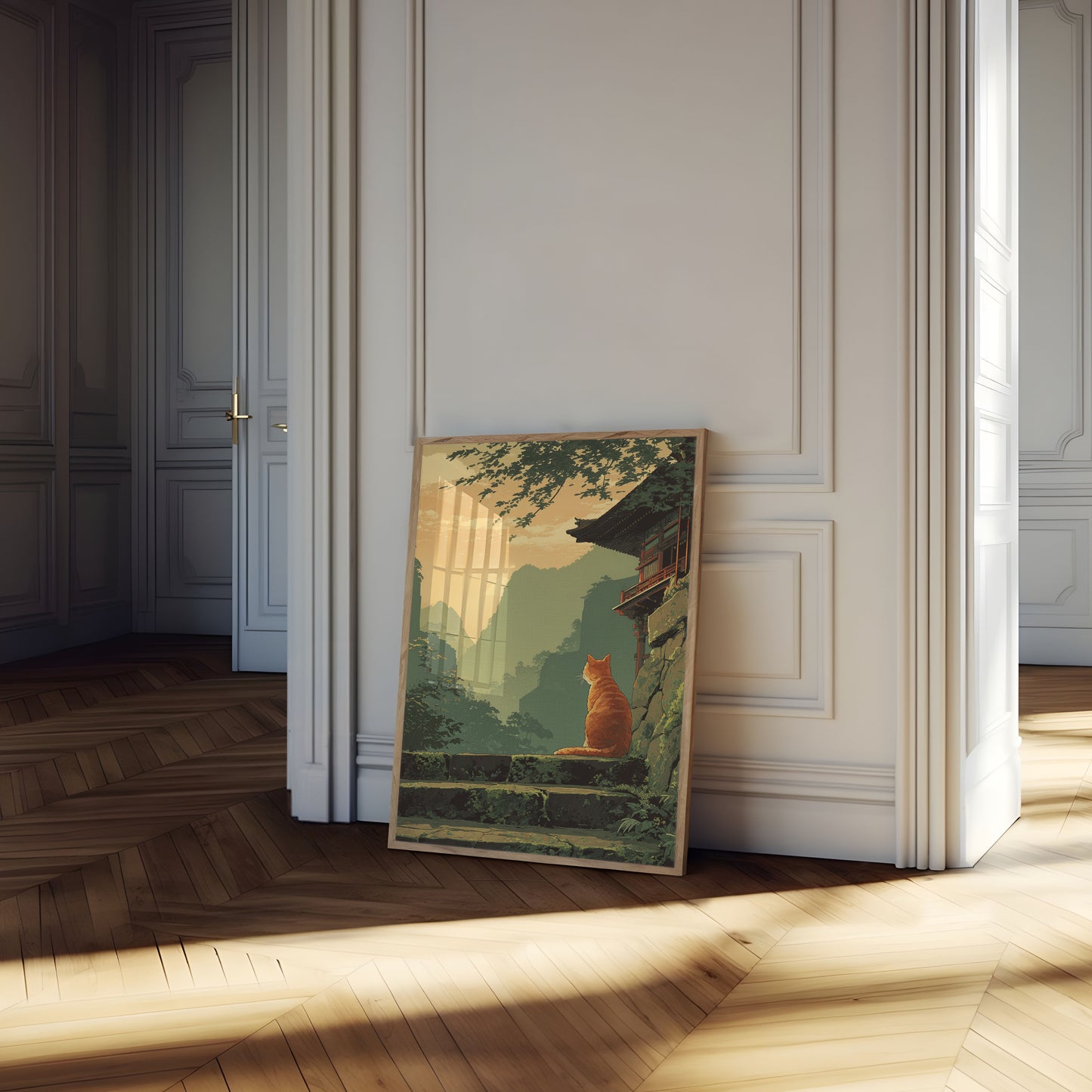Orange Cat Mountain Temple Poster
