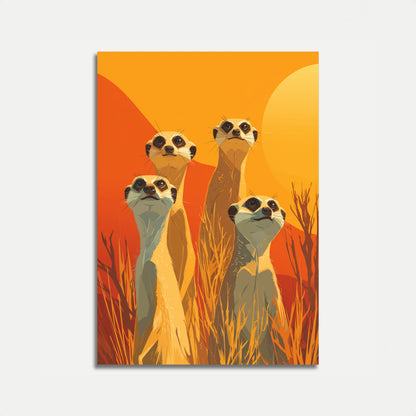 Meerkat Family Sunset Poster