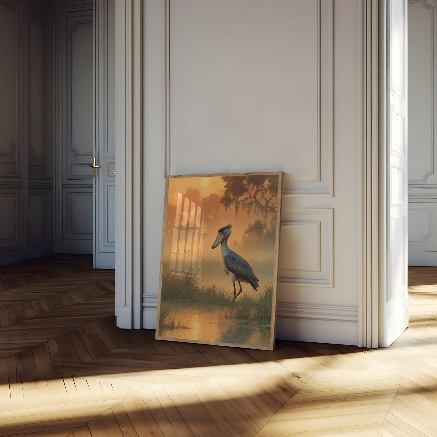 Affiche du Bec-en-Sabot dans les Terres Humides Brumeuses