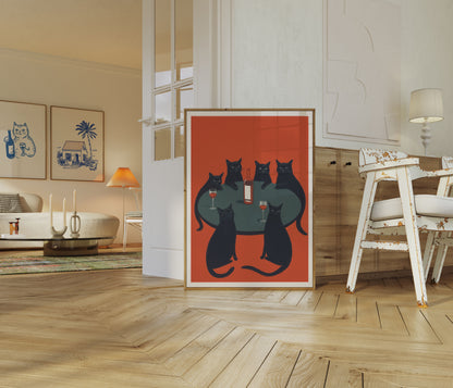 Cats Wine Night Poster