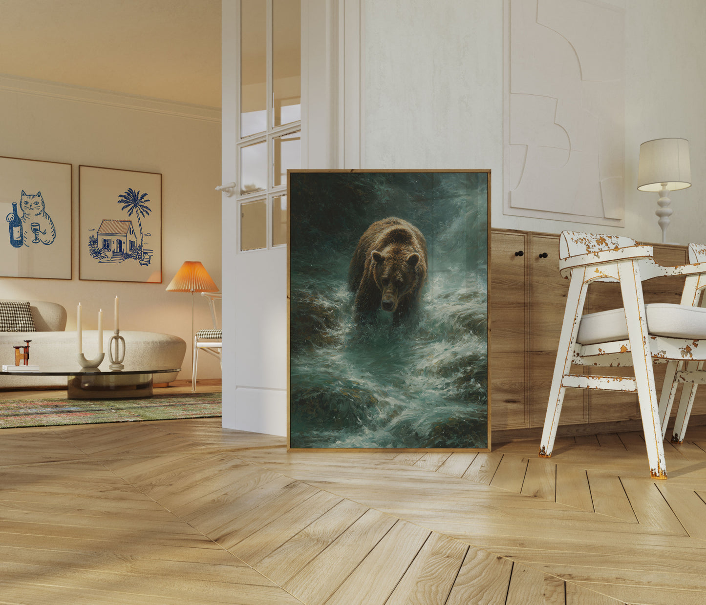 Póster de Oso Vadear un Río