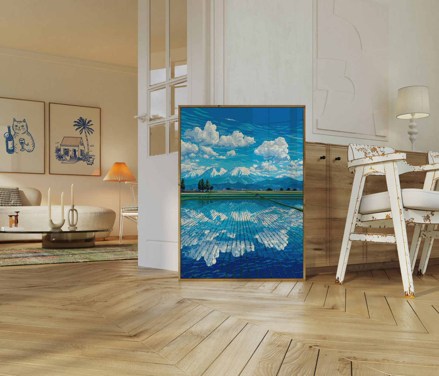 Mount Fuji Rijstvelden Poster