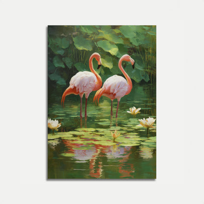 Elegante Flamingo's Waterlelie Poster
