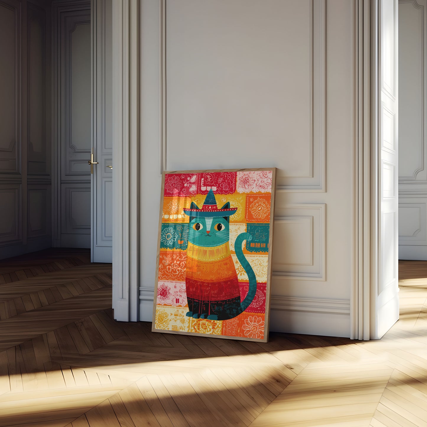 Fiesta Kat med Sombrero Plakat