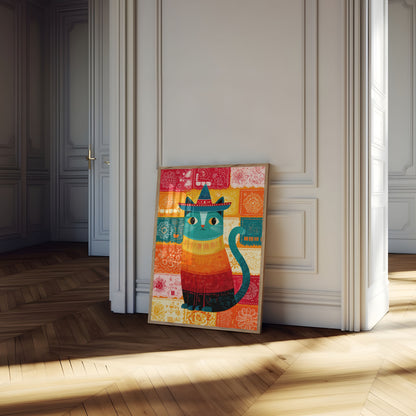 Fiesta Kat med Sombrero Plakat