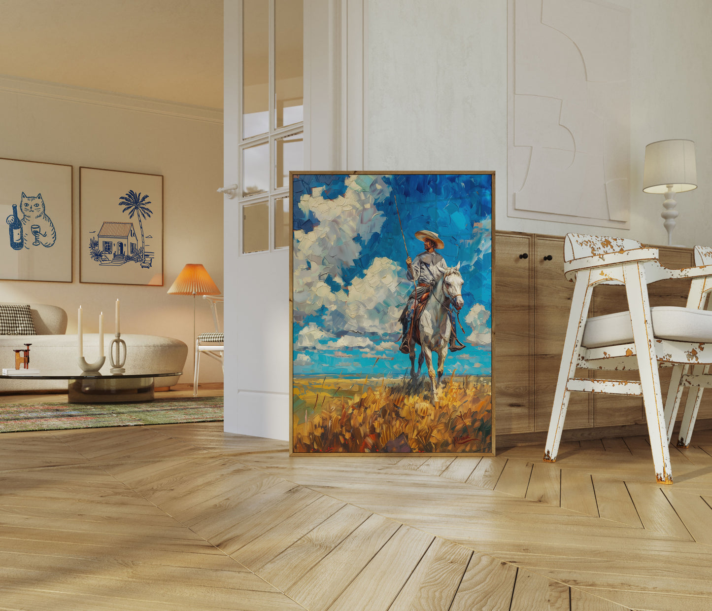 Lone Rider Western Landscape Poster