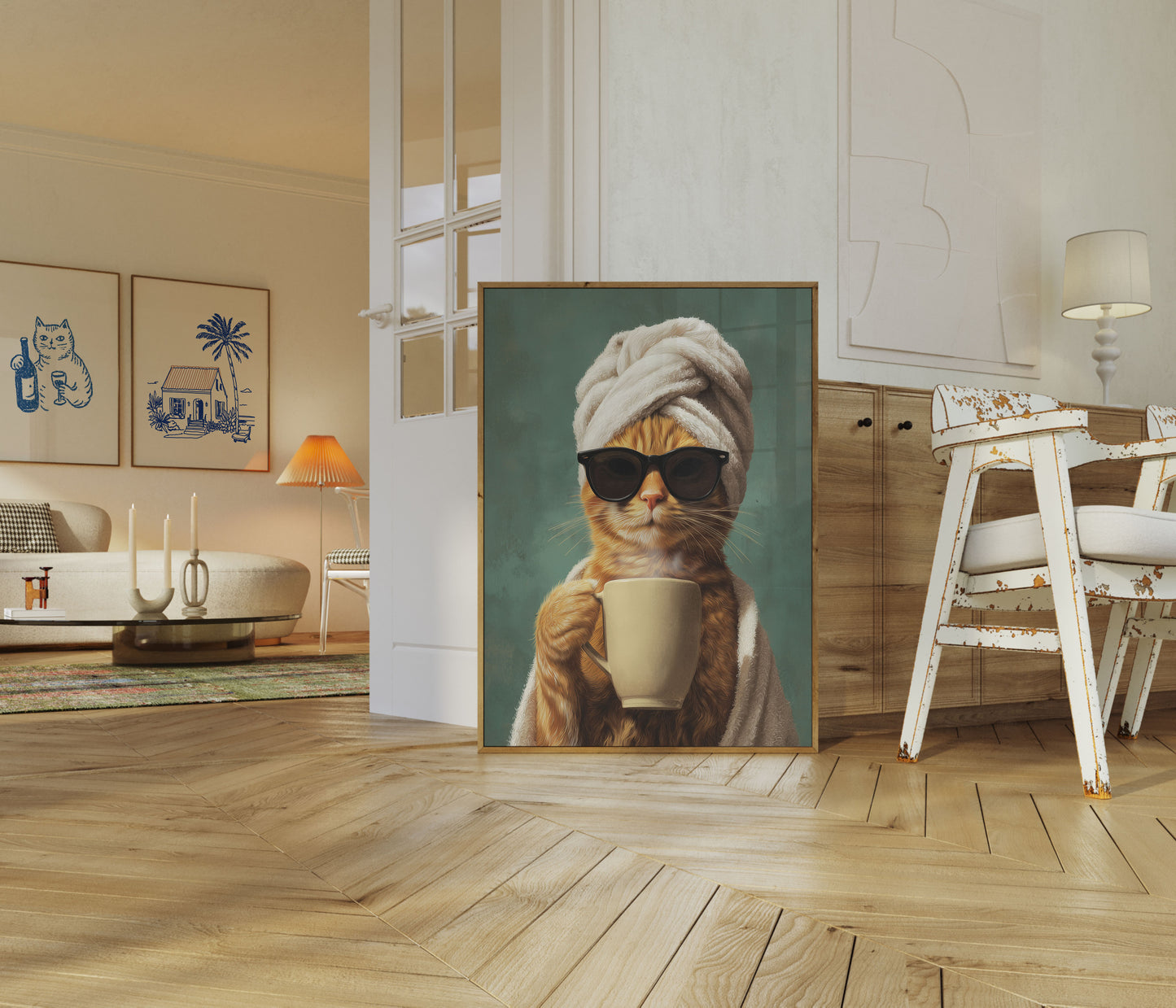 Cool Cat Morning Coffee Poster