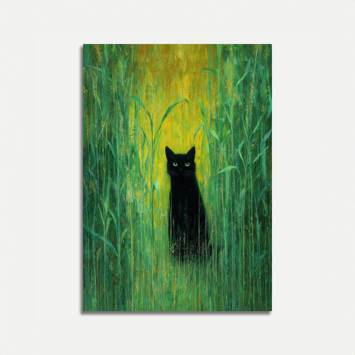 Gatto Nero nel Campo di Grano Poster