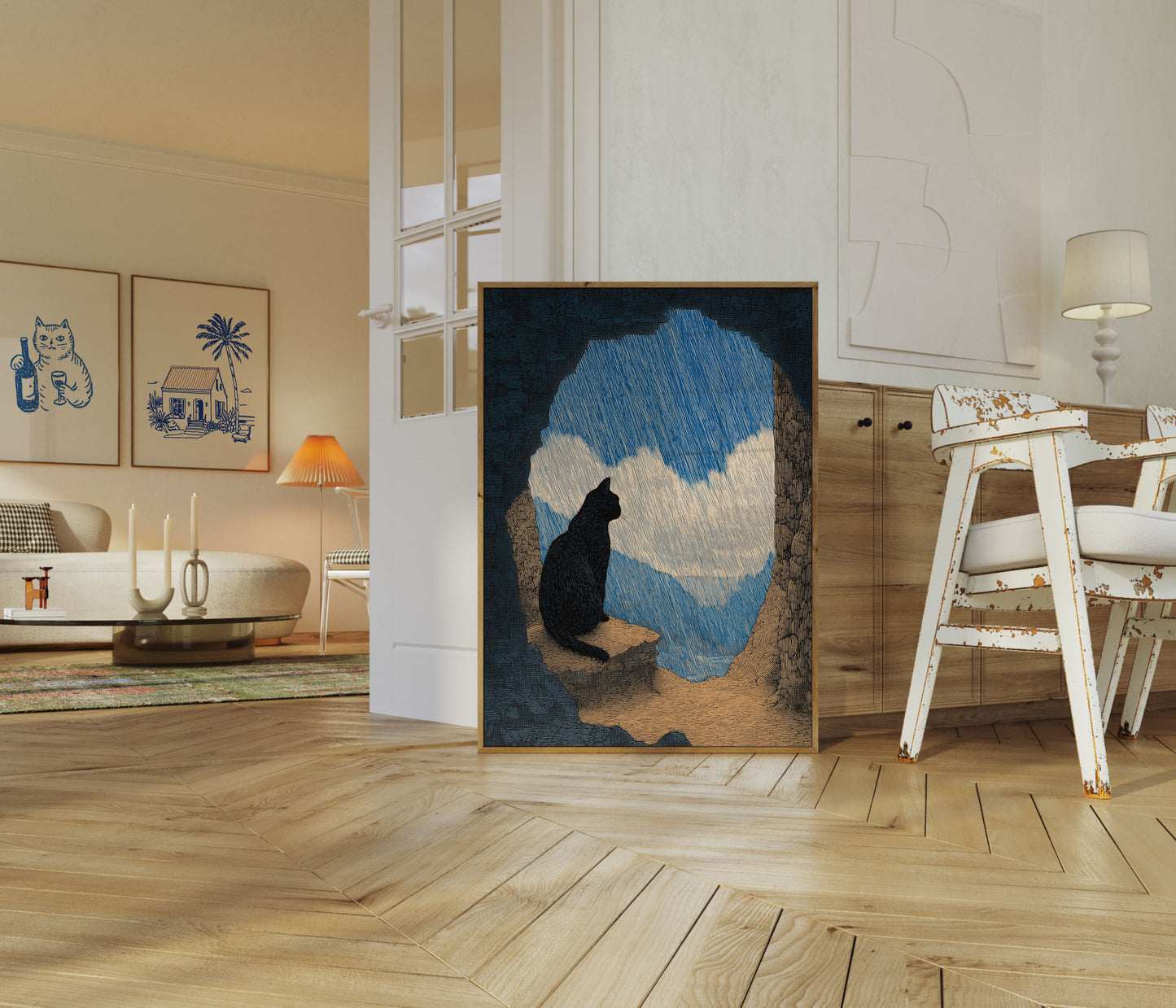 Kat stirrer på himlen plakat