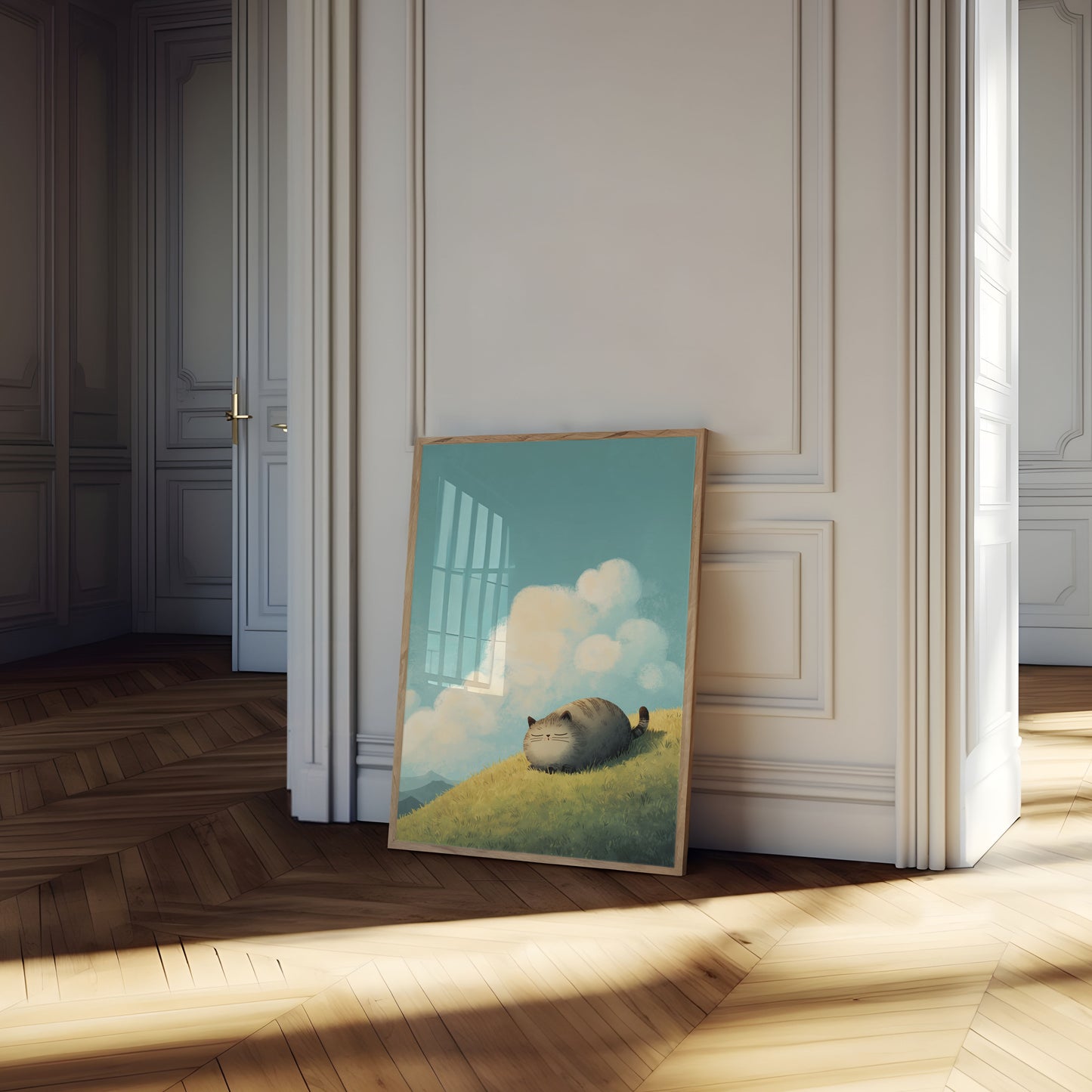 Peaceful Cat on Hillside Poster