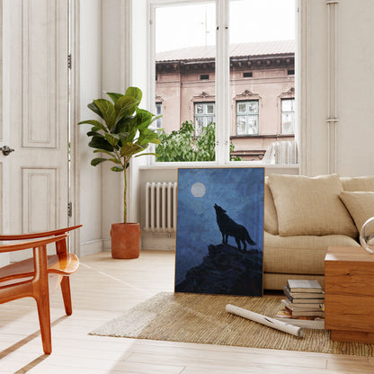 Wolf heult den Mond an Poster