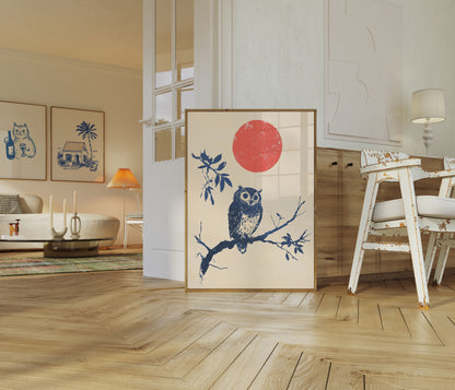 Owl Under the Red Moon Poster