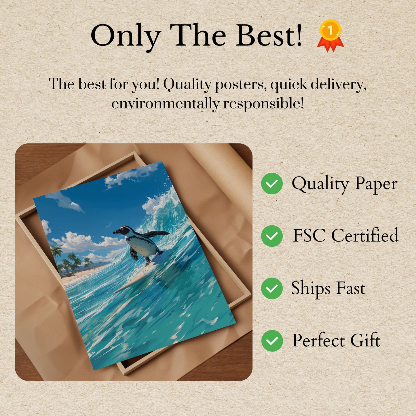 Surfing Penguin Beach Adventure Poster