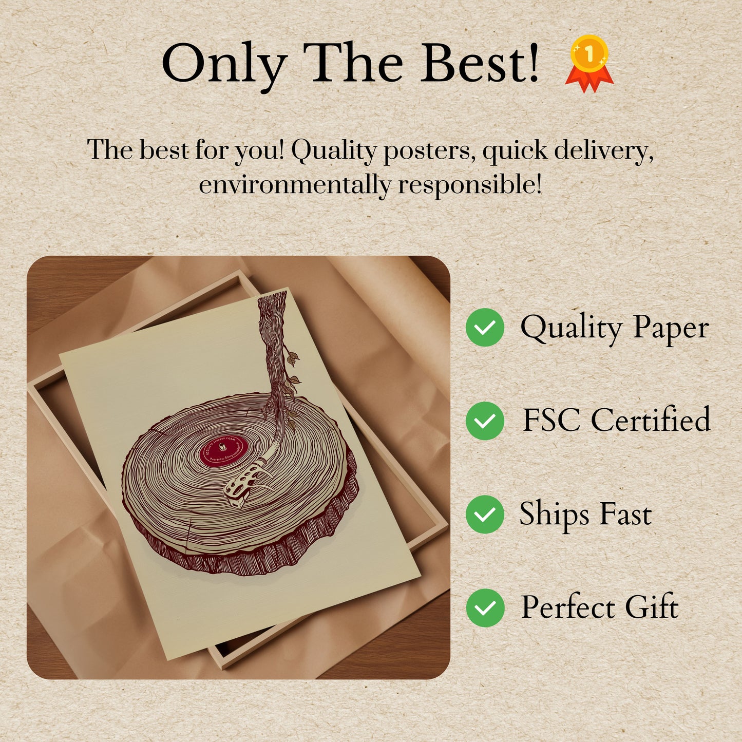 Vintage Vinyl Tree Ring Poster