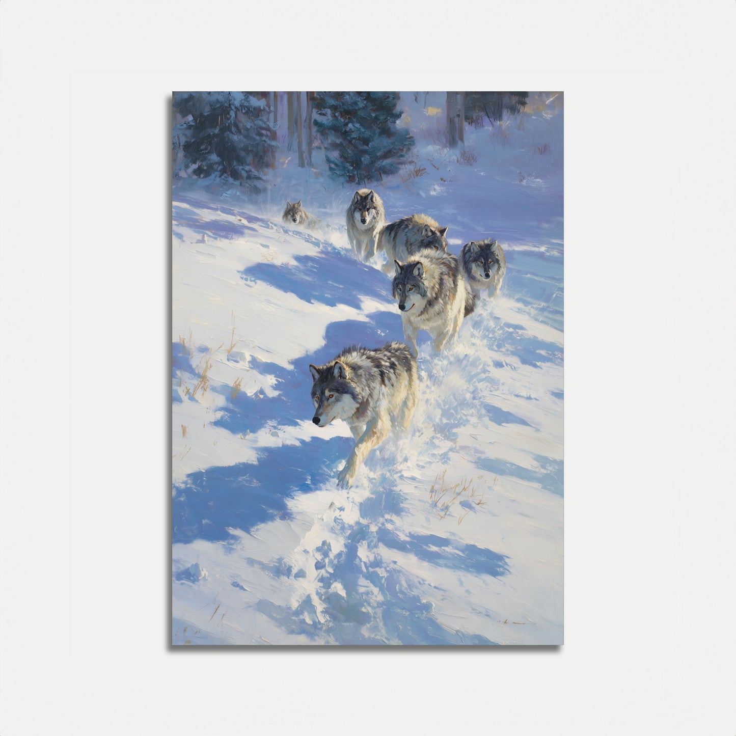 Wolf Pack in Winter Snow Poster