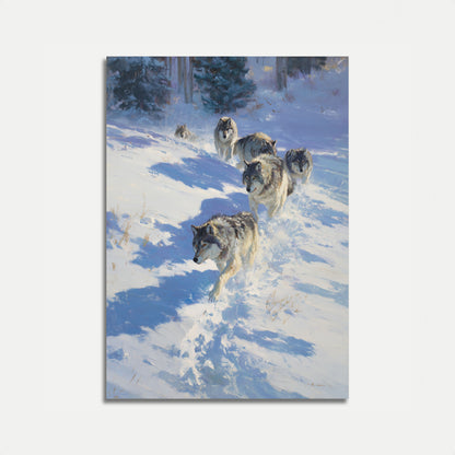 Wolf Pack in Winter Snow Poster
