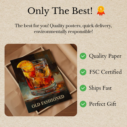 Classic Old Fashioned Cocktail Poster
