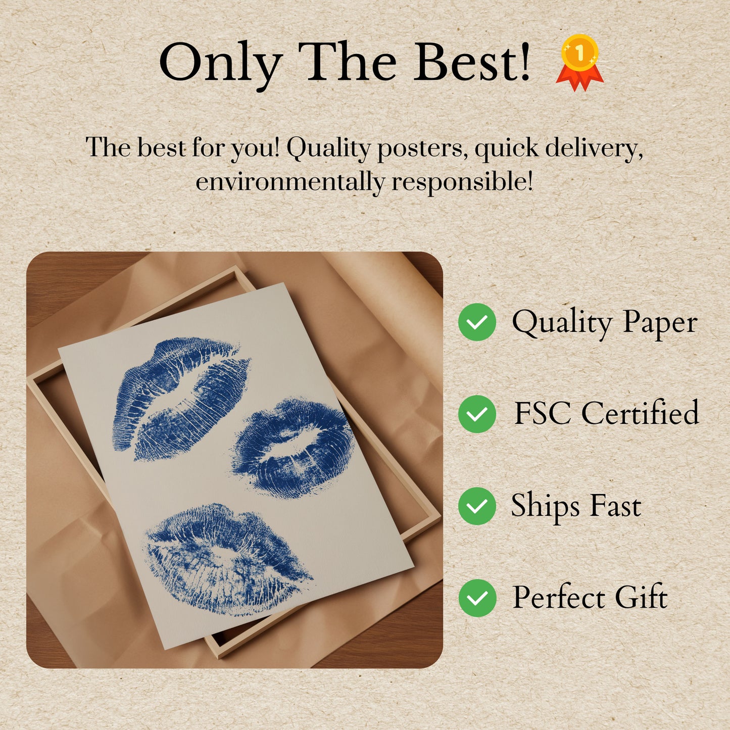 Blue Kisses Romantic Art Poster