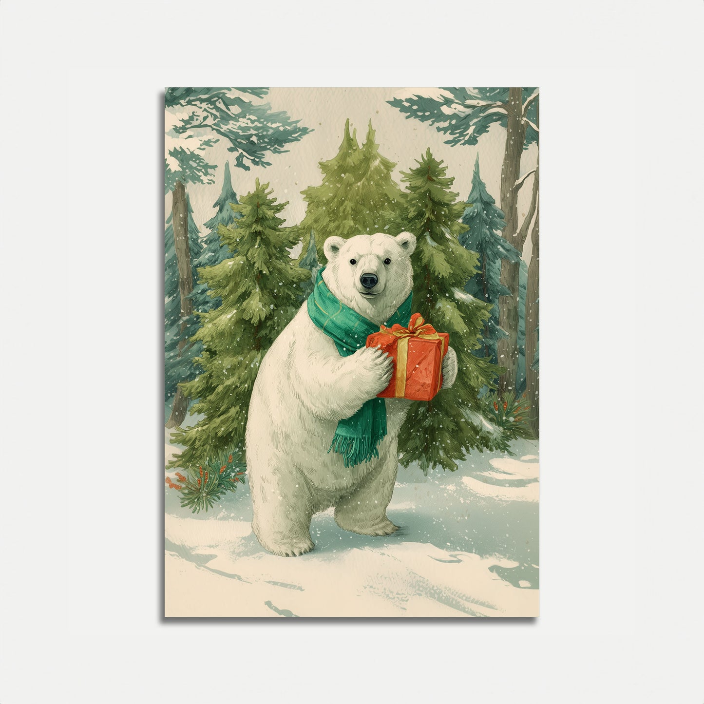 Póster de regalo festivo de oso polar
