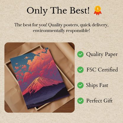 Mount Fuji Sunset Landscape Poster