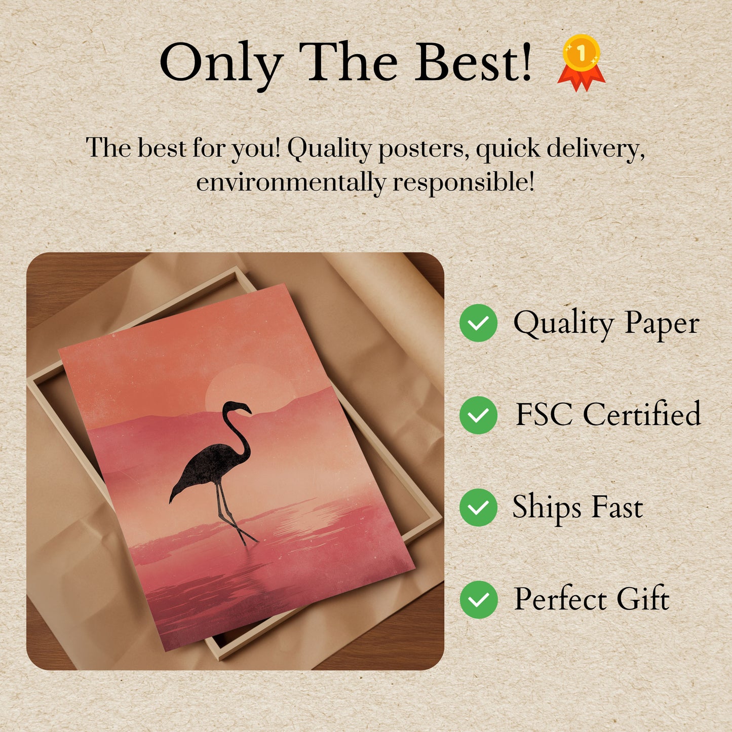 Flamingo Zonsondergang Silhouet Poster