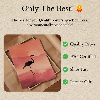 Flamingo Zonsondergang Silhouet Poster