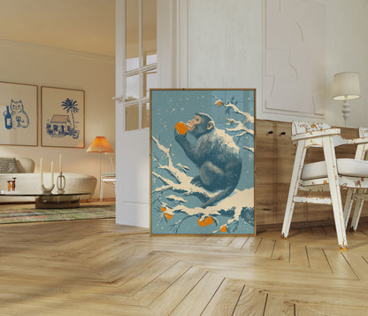 Macaco na Neve de Inverno Pôster