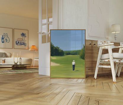 Affiche verte du golfeur solitaire