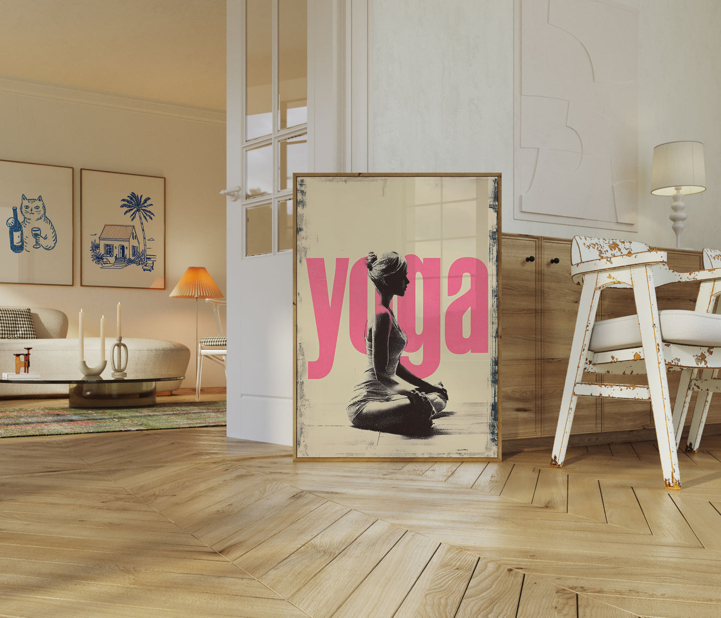 Różowy Plakat Zen Jogi