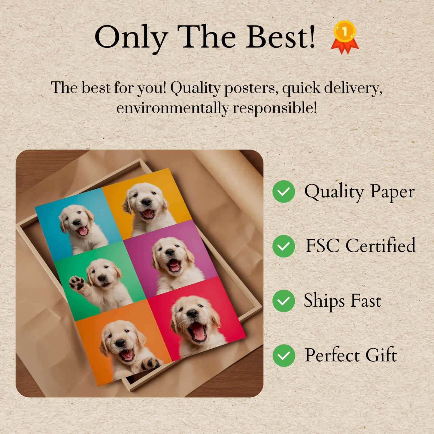 Póster de cachorros felices y coloridos